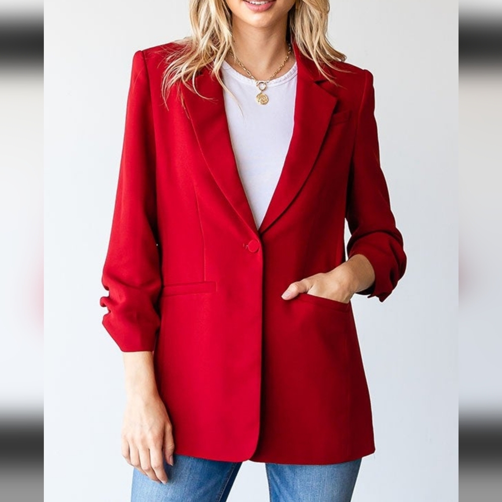 First Love Red Blazer With Pockets Womens 3xl